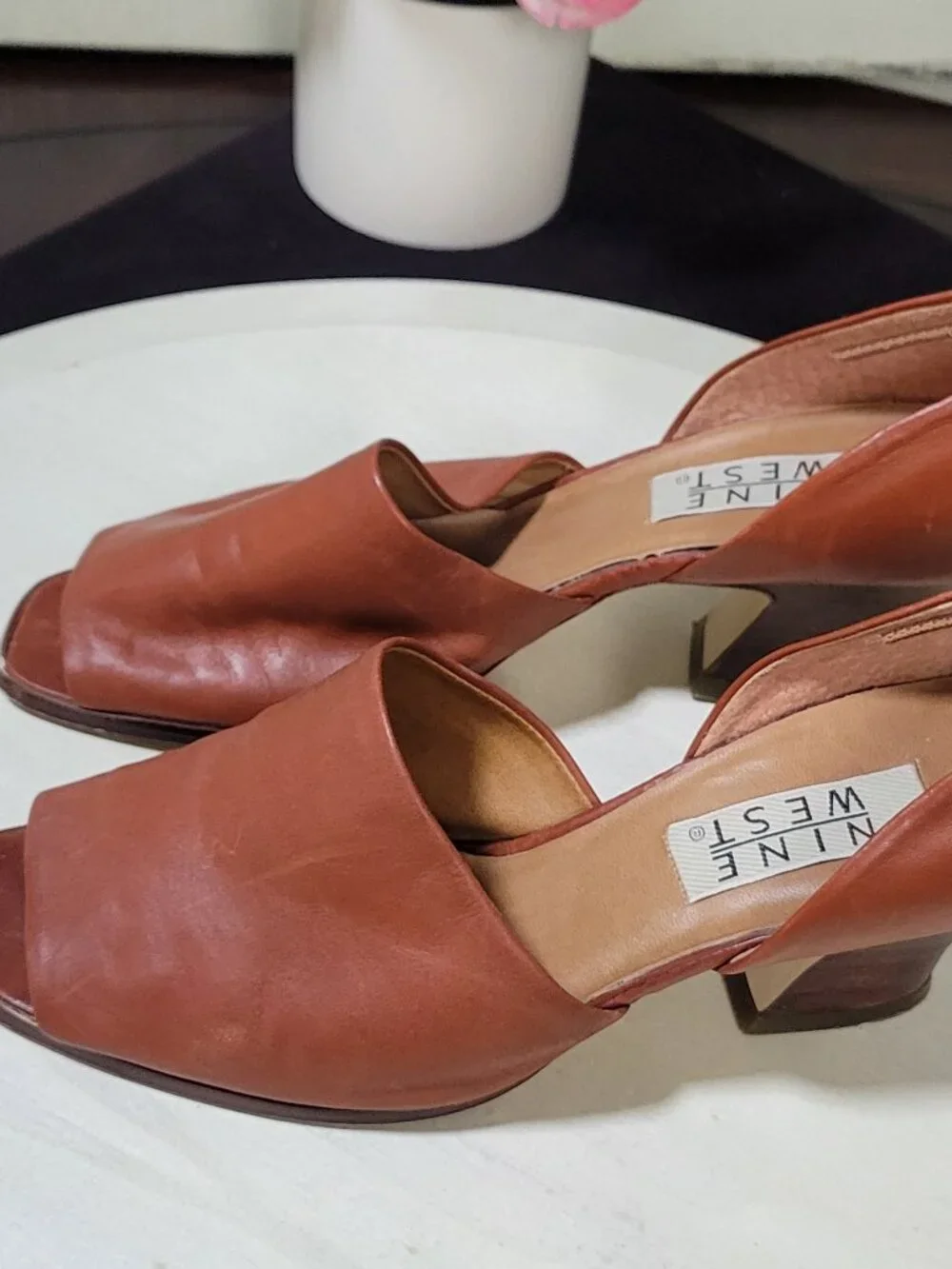Nine West Brown Leather Cut-Out Pumps [Item #SP12]
